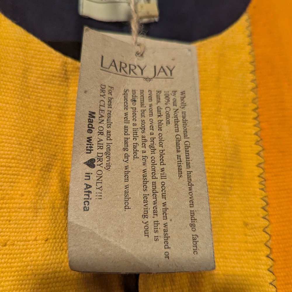 Larry Jay Ghanaian Designer Stylish Long Orange and Indigo Coat - Picture 7 of 10